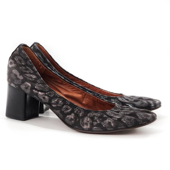 LANVIN Paris Metallic Spotted Leopard Pump Black Silver - Picture 4 of 10